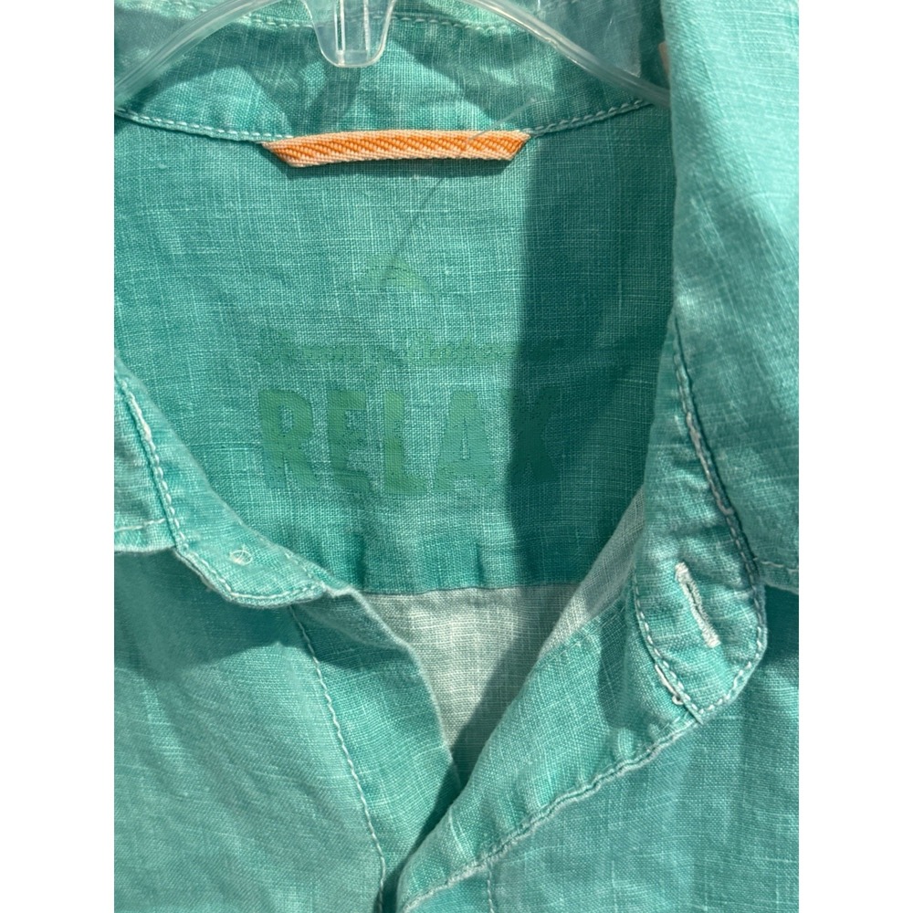 Tommy Bahama Mens L Green 100% Linen Button Down Shirt Relax Fit Long Sleeve - Picture 8 of 8